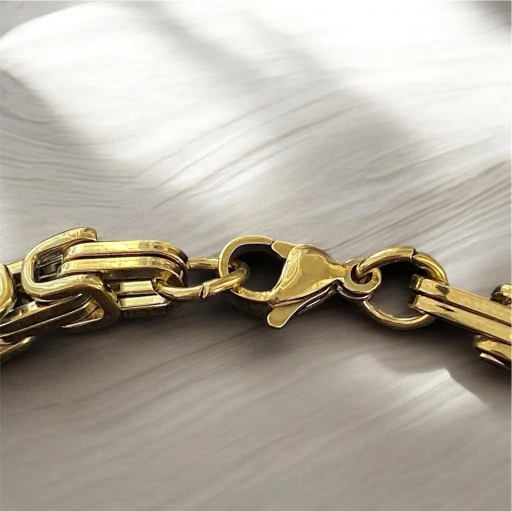 Gold plated Stainless Steel 8.3 inch 7mm width bracelet
